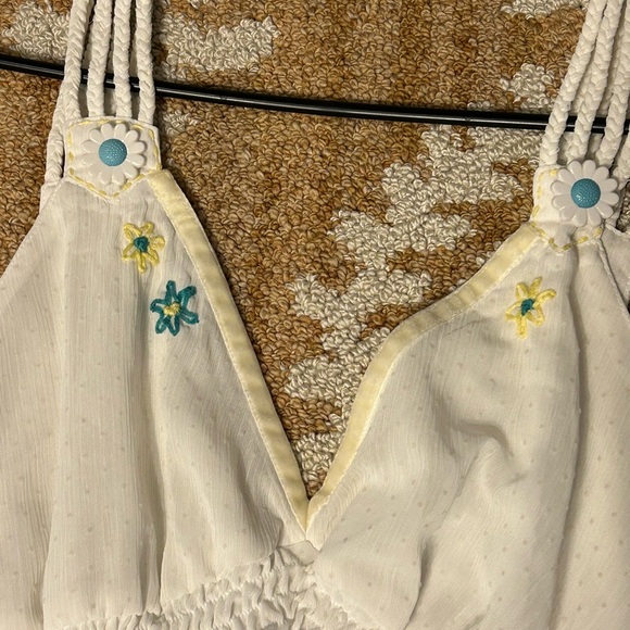 Nick & Mo sheer dress with liner daisy button and velvet trim large - Picture 3 of 6